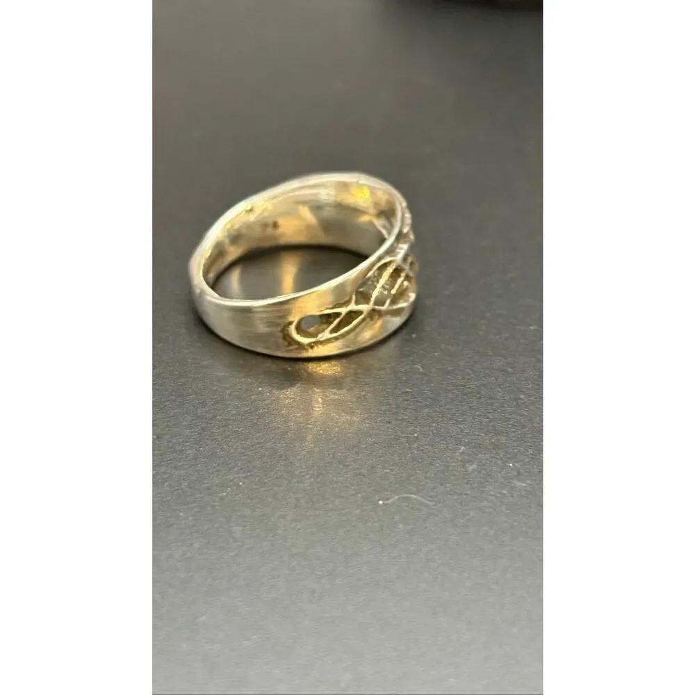 Hand Carved Sterling Silver Ring, NEW, size 7.5, Artisan, Wedding Band